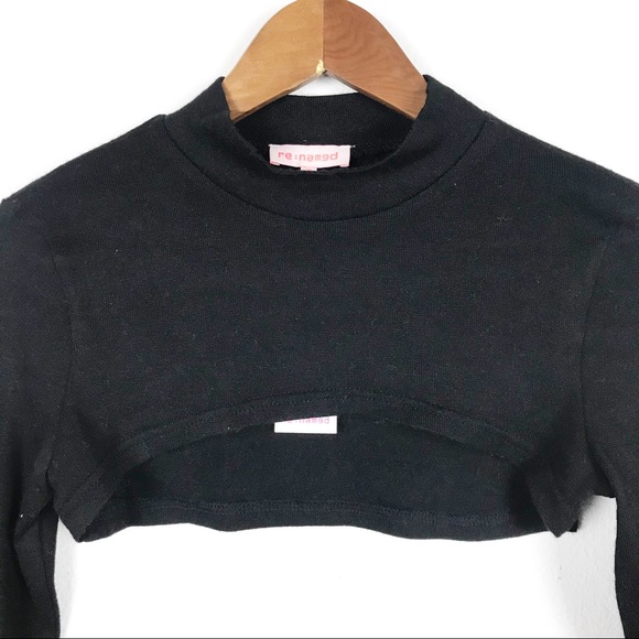 Re :named Black Long Sleeve Crop Top - Picture 5 of 8